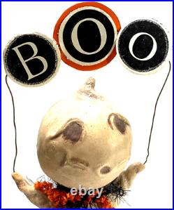 ESC Trading Co. BOO Ghost WithOrange/BLK Scarf Karen & Mary Hammerschmidt Pumpkin