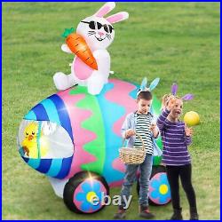 Easter Bunny Egg Car Airblown Inflatable Decor Outdoor Lights Blow Up Lawn Yard