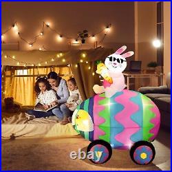 Easter Bunny Egg Car Airblown Inflatable Decor Outdoor Lights Blow Up Lawn Yard
