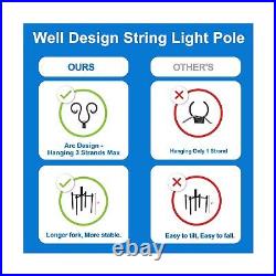 Elevens String Light Pole A Set of 2, Patio Light Poles with Arc Shaped Hoo