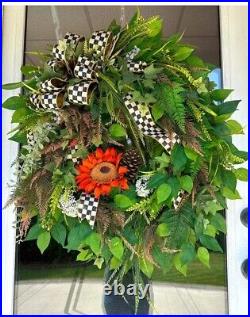 FALL FARMHOUSE Thanksgiving Summer Rustic Realistic Prem 32L Door Wreath