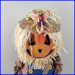 Fiber Optic Scarecrow Pumpkin Head Halloween 36 Tall Gemmy International 2005
