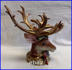 Fitz & Floyd Christmas Deer with Glass Bowl Centerpiece