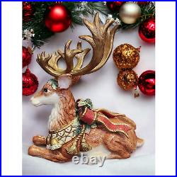 Fitz and Floyd CHRISTMAS DEER COLLECTION LARGE SITTING REINDEER DISCONTINUED