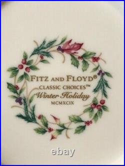 Fitz and Floyd Classic Choices Winter Holiday 10 Serving Bowl Gold Trim NIB