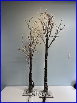 Flocked Prelit Trees 2-PACK 4.5 ft & 5.5 ft Indoor/outdoor Timer Distressed Fla