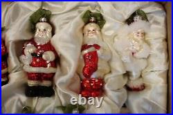 Frontgate Holiday Collection Glass Santa Ornaments Set Of 12