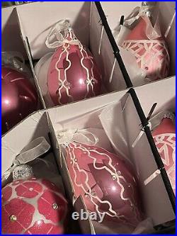 Frontgate christmas ornaments Pink And White set of 12