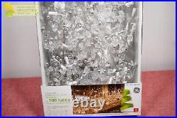 GE Glitter Gem Garland 9ft- 100 LED Lights Clear White Wire