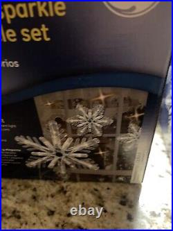 GE Rare Icicle Sparkle Light Hanging Snowflake Christmas 3 Sets of 10 HTF In Box