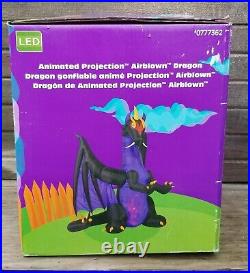 Gemmy 9ft Tall Airblown Inflatable Dragon Projection Fire Lights Animated Purple