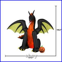 Gemmy Animated Fire & Ice Dragon & Pumpkin Halloween Airblown Inflatable Prop 9