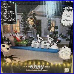 Gemmy Disney's Jack Skellington Sleigh Scene Christmas Inflatable 11.5 Ft Long
