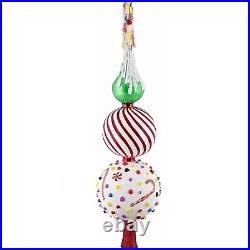 Glitterazzi Candy Theme Finial Polish Glass Christmas Tree Topper 16 Inch New