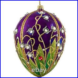 Glitterazzi Ladybug Jeweled Egg Polish Glass Christmas Tree Ornament Poland New