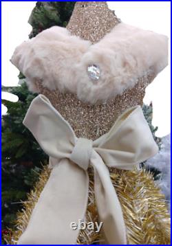 Gold Dress Christmas Trees 2 Form Woman Fur 4 Winter Lady Body Cream Jacket Bow