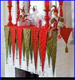 Grandin Road Kringle Mantel Pennant Scarf Bells Tassels Christmas Retired 2016