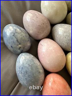 Green Peach Purple Blue Yellow Alabaster Stone Easter Egg Holiday Decor (16)