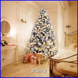 Gymax 9ft Snow Flocked Hinged Artificial Christmas Tree Unlit Holida