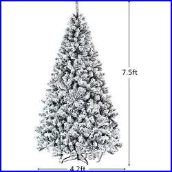 Gymax 9ft Snow Flocked Hinged Artificial Christmas Tree Unlit Holida