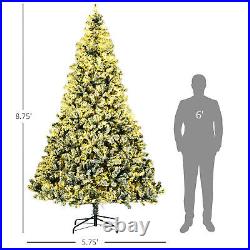 HOMCOM 9' Artificial Christmas Tree with LED Lights, Snow Flocked Tips
