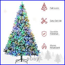 HOMCOM 9' Artificial Christmas Tree with LED Lights, Snow Flocked Tips