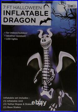 Halloween 7 ft T-Rex Skeleton Dragon Dinosaur Lighted Yard Airblown Inflatable