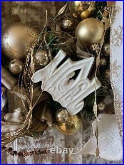 Handmade 24 Wreath Nativity Religious Christmas Gold Vintage New Ornaments