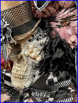 Handmade One Of A Kind Halloween Skull Wreath Unique Quality Extravagant