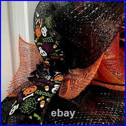 Happy Halloween Gothic Cat Deco Mesh Handmade Wreath