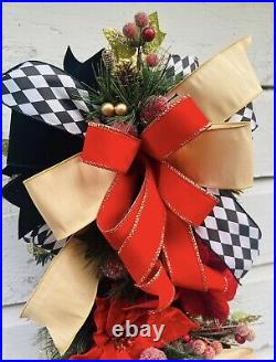 Harlequin Christmas Wreath, Harlequin Swag, Christmas Decor, Winter Decor