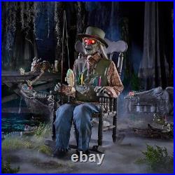 Home Accents 6.5 ft. Animated LED Rocking Chair Swamp Fisherman Halloween Depot