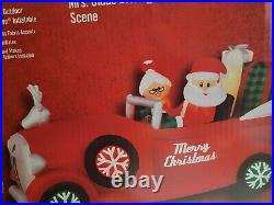 Home Accents 7.5 Ft LED Santa and Mrs. Claus Driving Scene Inflatable New