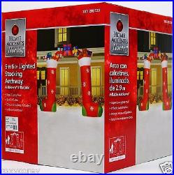 Home Accents 9 ft 6 in Lighted Stocking Archway Airblown Inflatable NIB
