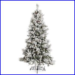 Home Heritage 6.5' Prelit Snowdrift Flocked Christmas Tree withBerries & Pinecones