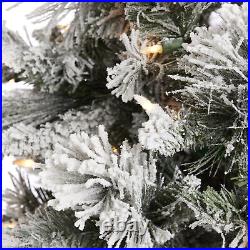 Home Heritage 6.5' Prelit Snowdrift Flocked Christmas Tree withBerries & Pinecones