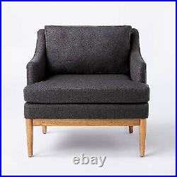Howell Upholstered Accent Chair with Wood Base Knock Down Dark Gray Threshold