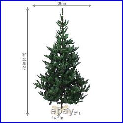 Indoor Unlit Artificial Christmas Tree with Wooden Base 6 ft by Sunnydaze