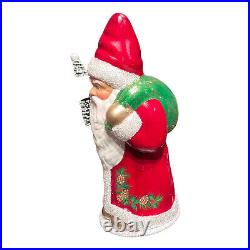 Ino Schaller Red Santa with Pinecone Coat German Paper Mache Candy Container
