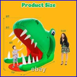 Inslife 8FT Spooky Inflatable Dinosaur Head with Open Mouth and Sharp Teeth O
