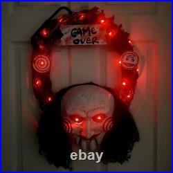JIGSAW Billy The Puppet Inspired Grapevine Wreath With Lights