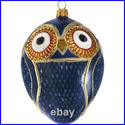 Joy to the World Glitterazzi Owl Jeweled Egg Polish Glass Christmas Ornament