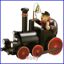 KWO Train Locomotive with Driver German Wood Christmas Incense Smoker 8.7 Inch