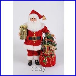 Karen Didion Lighted Bearing Gifts Santa Claus Figurine 19 Inch Multicolor
