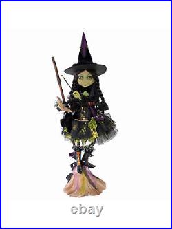 Katherine's Collection Halloween Decoration Figurine Young Witch with Broom