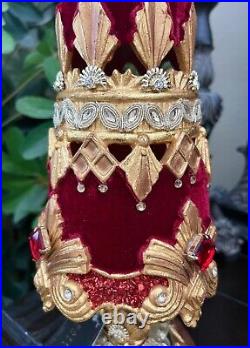 Katherine's Collection Red Velvet Jeweled Cone Tree Centerpiece Decor 23