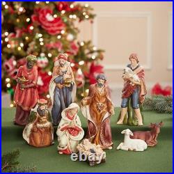 Kurt Adler 9-Inch Porcelain Nativity Figure Tablepiece Holiday Set of 9