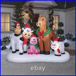 LARGE FARM ANIMALS 8FT CHRISTMAS SCENE Airblown Lighted Yard Inflatable HOLIDAY