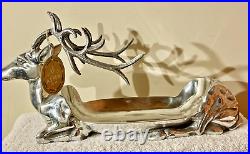 LRG Pewter Stag Elk Deer Reindeer Table Centerpiece Hors D'oeuvres Tray Platter
