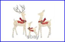 Large 3 Piece Deer Family with 260 Clear Lights Christmas 60 Buck 50 Doe 28